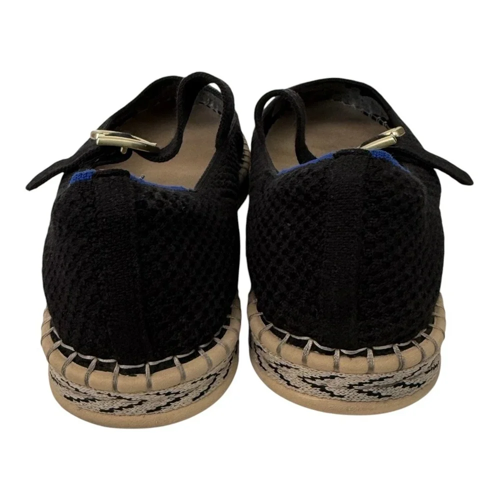 Rothy's The Mary Jane Espadrille Flats Womens 11 (runs small) Black Knit Buckle